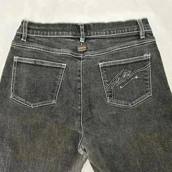 FUBU Collection Y2K Womens Size 7/8 Black Pants Jeans Logo - Picture 1 of 12